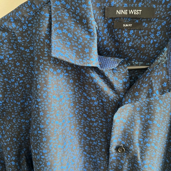 Nine West Men's Blue Patterned Shirt - Picture 4 of 4
